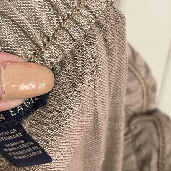 American Eagle Women's Green Linen Viscose Paperbag Flowy High Rise Pants Size 2 - Picture 7 of 8